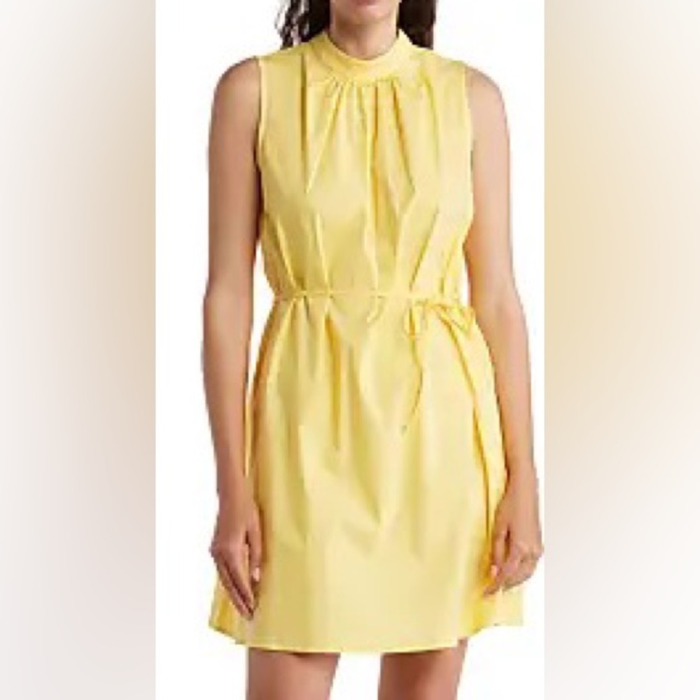 Donna Morgan Sleeveless Stretch Cotton‎ Trapeze Dress Snapdragon yelloe